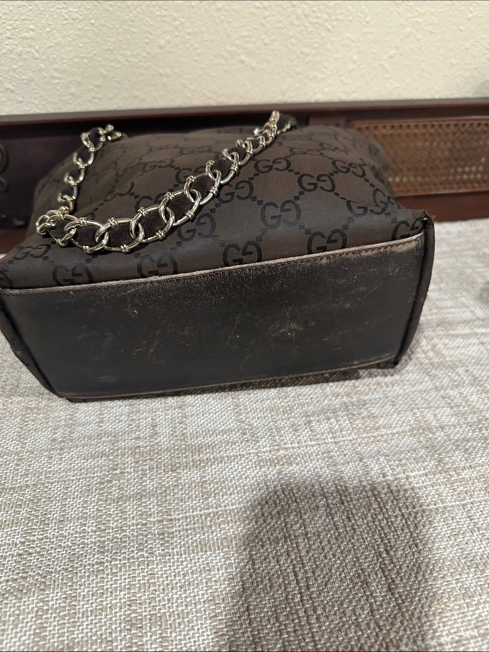 Gucci black GG Monogram Chain-Handle Tote - Picture 4 of 10